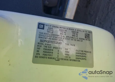 2012 Chevrolet Silverado 1500 Lt from USA, damaged, VIN 3GCPKSE75CG225461